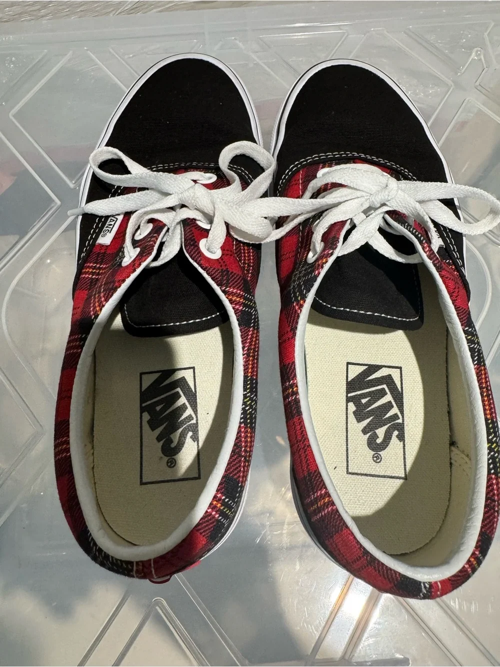 Vans Era Black Red Plaid Tartan Canvas Sneakers Women’s Size 7 Men’s 5.5 EU 37